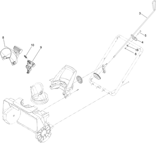 Chute Assembly Diagram and Parts List for 38381 319000001 - 319999999 Lawn Boy Snow Blower